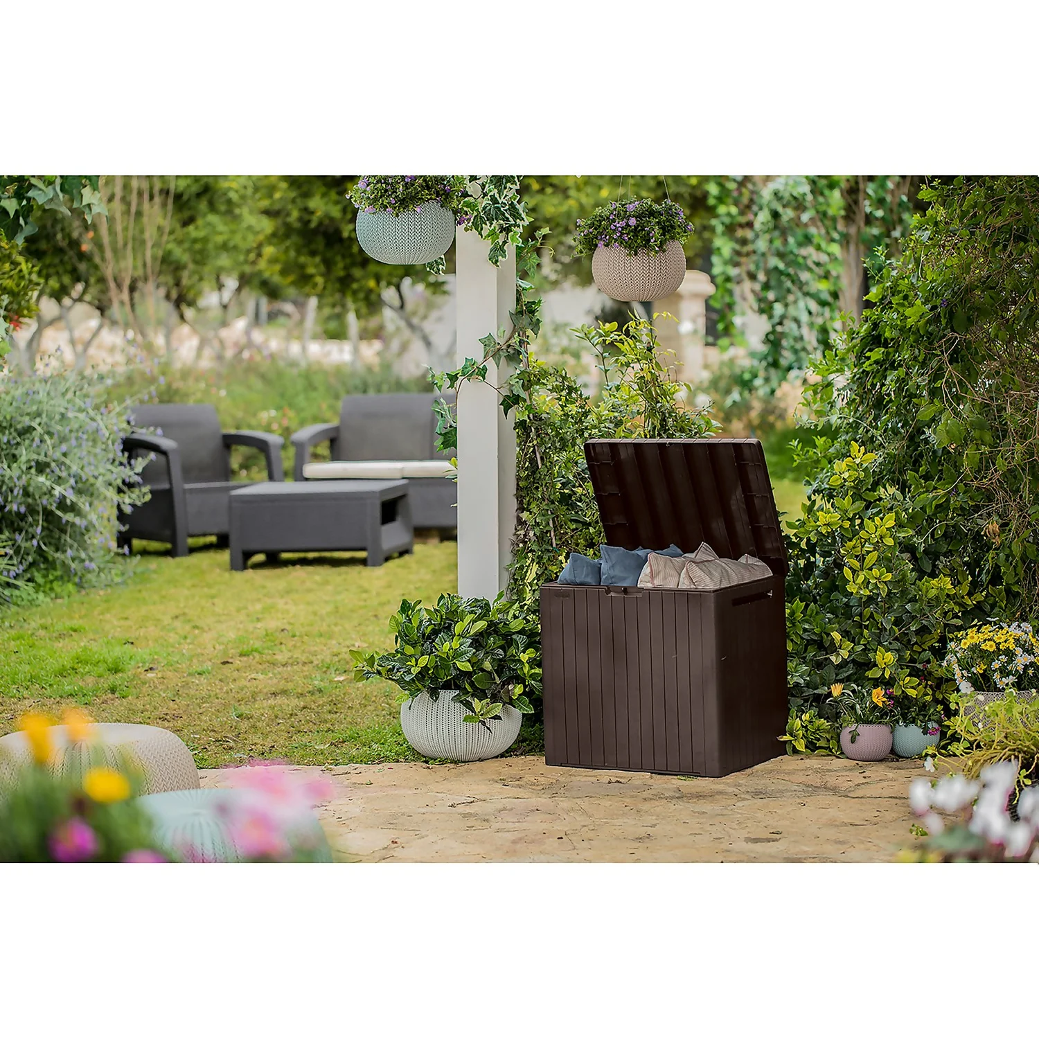 Keter City Outdoor Garden Storage Box 113L - Brown 7 Keter City Outdoor Garden Storage Box 113L - Brown - Image 5