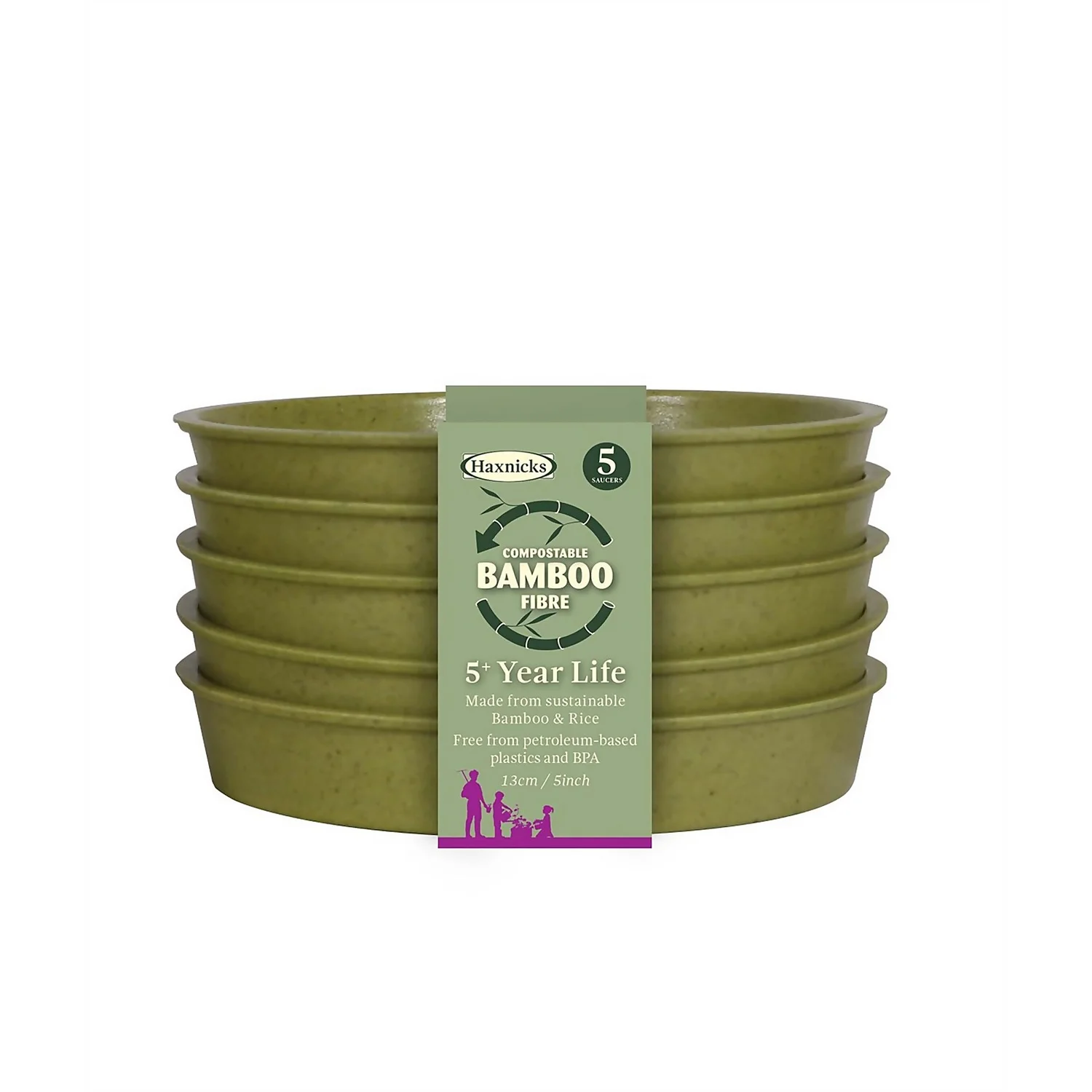 5in Bamboo Saucer - Sage Green (5 Pack) 3 5in Bamboo Saucer - Sage Green (5 Pack)