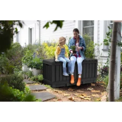 Keter Kentwood Outdoor Garden Storage Box 350L - Graphite -Green Haven Shop 12885762 2124899008544693