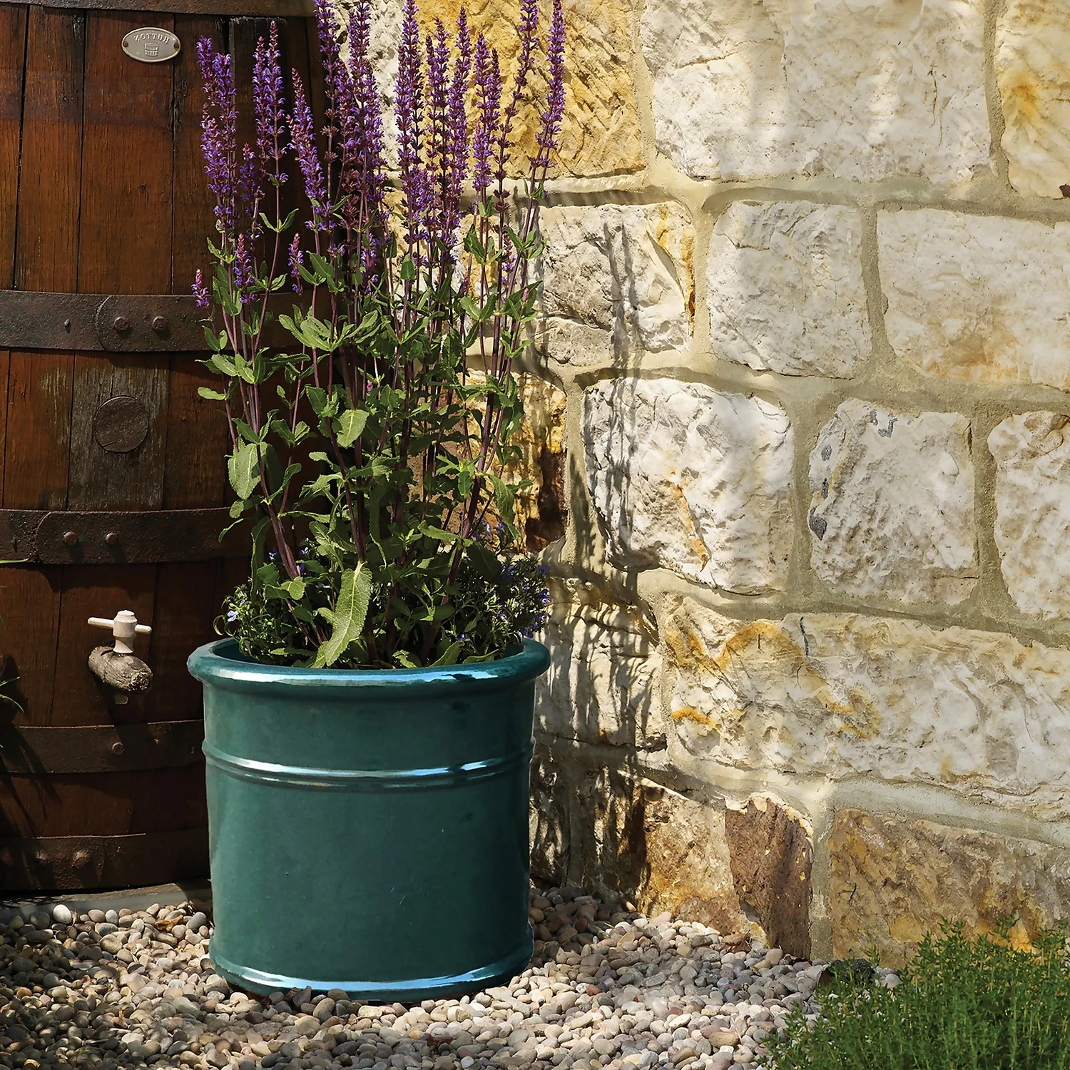 Malay Cylinder Green Plant Pot - 37cm 4 Malay Cylinder Green Plant Pot - 37cm - Image 2