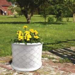 Mayfair Antique White Cylinder Plant Pot - 38cm -Green Haven Shop 13176817 1604943628075927