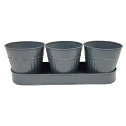 Zinc Ribbed Herb Pots & Tray -Green Haven Shop 13193962 4194933502656404