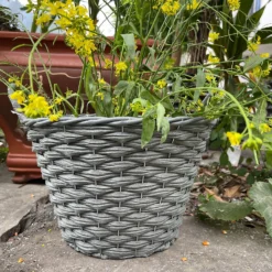 Faux Rattan Round Garden Planter 35cm -Green Haven Shop 13204842 1514951328895090