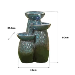 Stylish Fountain Glazed Trio Water Feature With LEDs -Green Haven Shop 13846047 1304962028404822