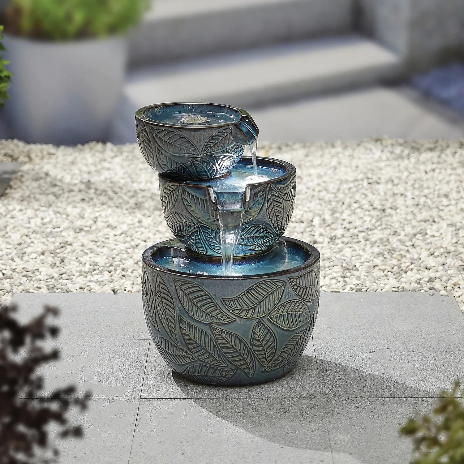 Stylish Fountain Fossil Leaf Water Feature With LEDs 4 Stylish Fountain Fossil Leaf Water Feature With LEDs - Image 2
