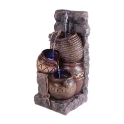 Stylish Fountain Pouring Pot Wall Water Feature With LEDs