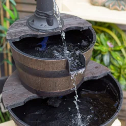 Stylish Fountain Whiskey Barrels Garden Water Feature -Green Haven Shop 13944159 2555005845016341
