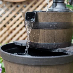 Stylish Fountain Whiskey Barrels Garden Water Feature -Green Haven Shop 13944159 4575005844861163