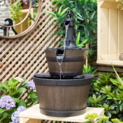 Stylish Fountain Whiskey Barrels Garden Water Feature -Green Haven Shop 13944159 7015005844786958