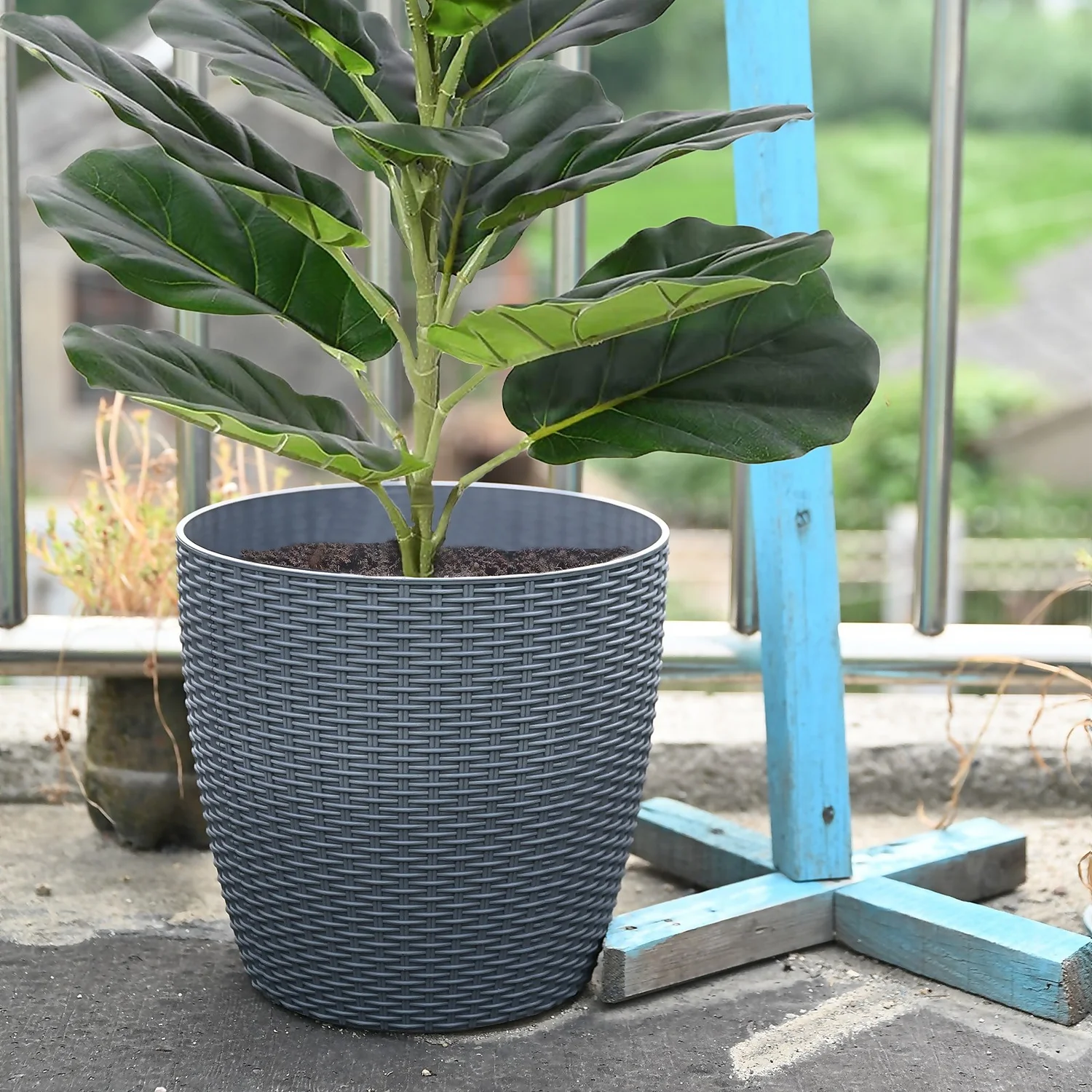 Grey Weave Planter - 28cm 4 Grey Weave Planter - 28cm - Image 2