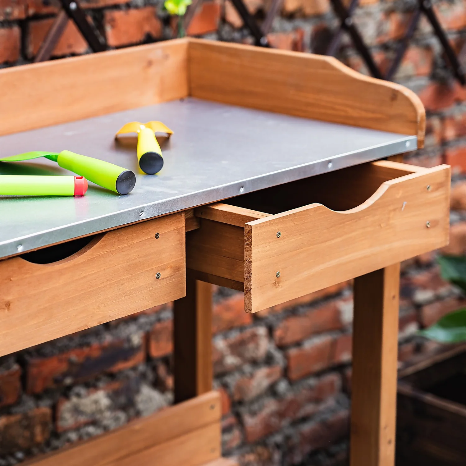 Garden Potting Bench With Two Drawers & Shelf 7 Garden Potting Bench With Two Drawers & Shelf - Image 5