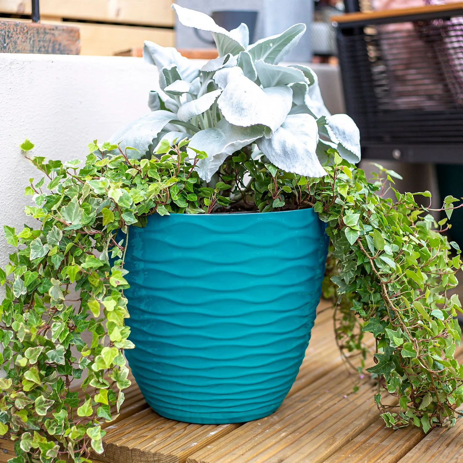 Wave Pot Teal - 33cm 4 Wave Pot Teal - 33cm - Image 2