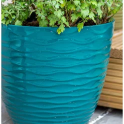 Wave Pot Teal - 33cm 11 Wave Pot Teal - 33cm -Green Haven Shop 13973618 7925011239947874