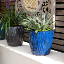 Chiswick Textured Pot Blue - 24cm -Green Haven Shop 13973625 9375011238268150