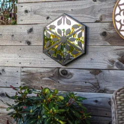 Hexagonal Laser Cut Outdoor Mirror 35cm - Black -Green Haven Shop 13981007 7105005835377797