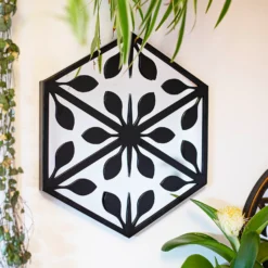 Hexagonal Laser Cut Outdoor Mirror 35cm - Black -Green Haven Shop 13981007 7935005835323161