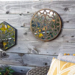 Round Laser Cut Outdoor Mirror 35cm - Bronze -Green Haven Shop 13981008 1405005835433141