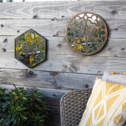 Round Laser Cut Outdoor Mirror 35cm - Bronze -Green Haven Shop 13981008 1935005835535414