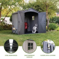 Lifetime 7x7ft Outdoor Storage Shed - Rough-Cut Grey -Green Haven Shop 13997403 2055000054879100