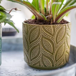 Crackle Leaf Indoor Plant Pot - 12cm -Green Haven Shop 14197410 1355024191440648