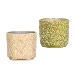 Crackle Leaf Indoor Plant Pot - 12cm