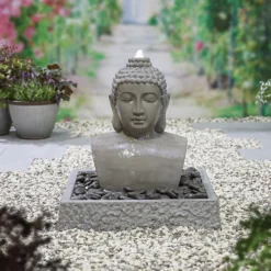 Stylish Fountain Lotus Buddha Water Feature With LEDs -Green Haven Shop 14519362 1725047822576716